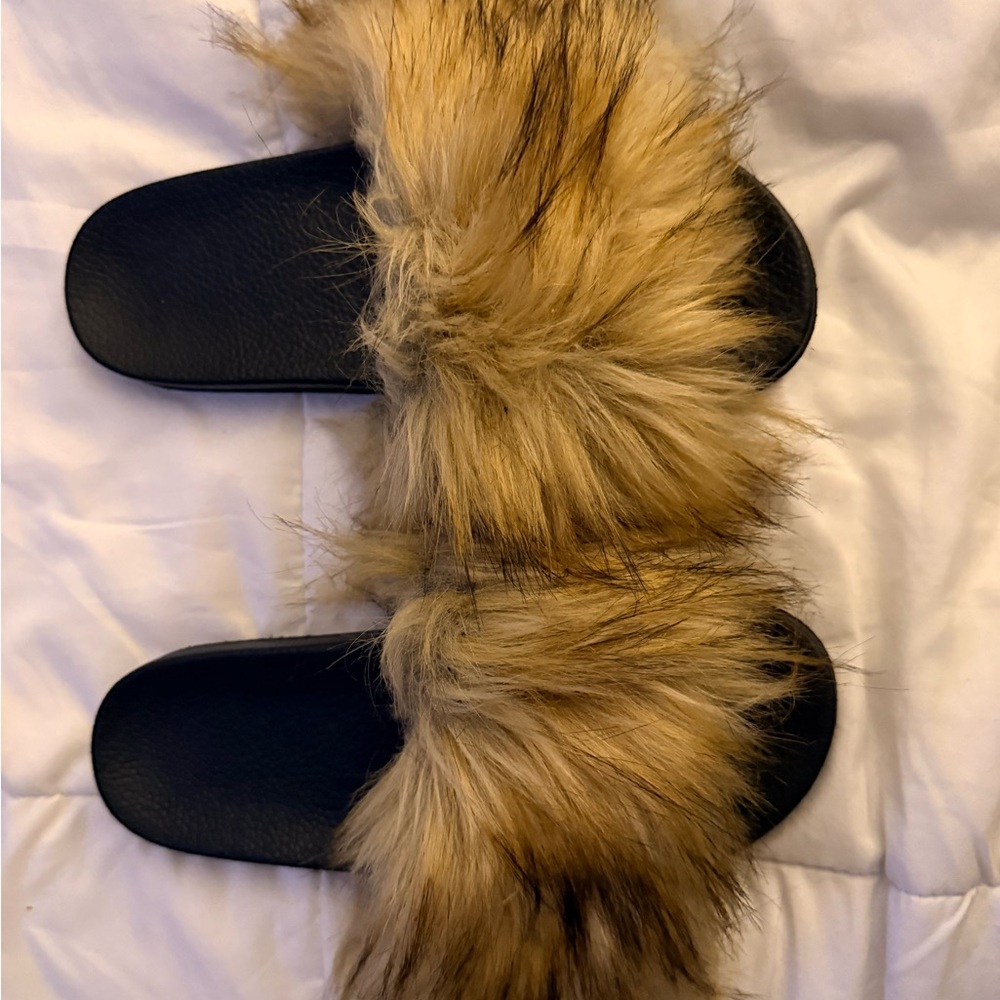 Faux Fur Slide Sandals